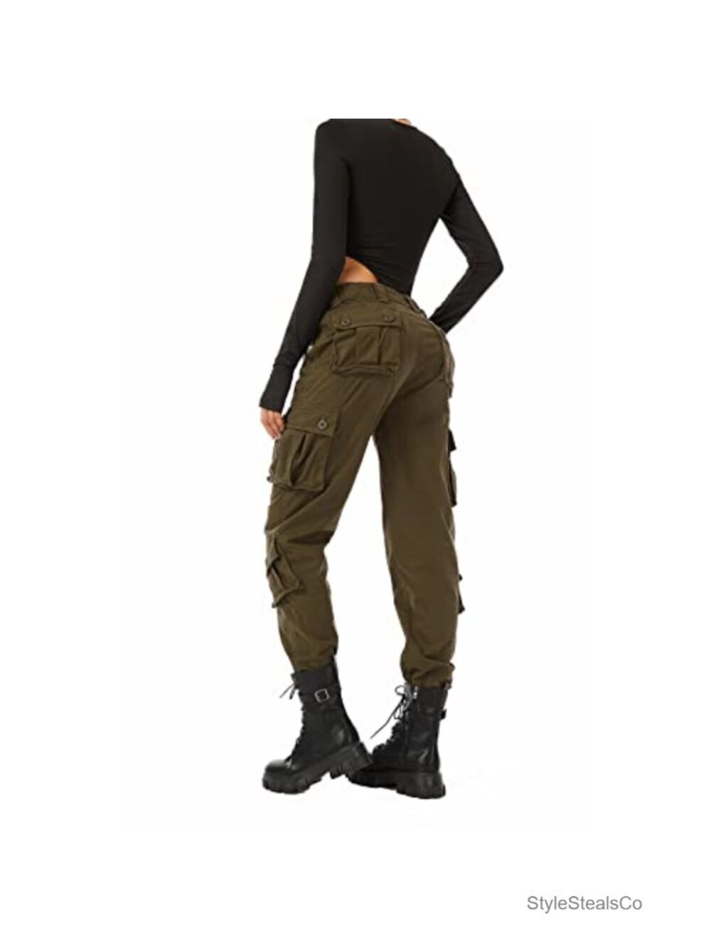 Women's Cotton Cargo Pants with 8 Pockets, High Rise Straight Leg, Camouflage
